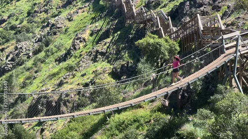 Steep Wooden Stairs of Barranco do Demo Boardwalk, Algarve, Portugal