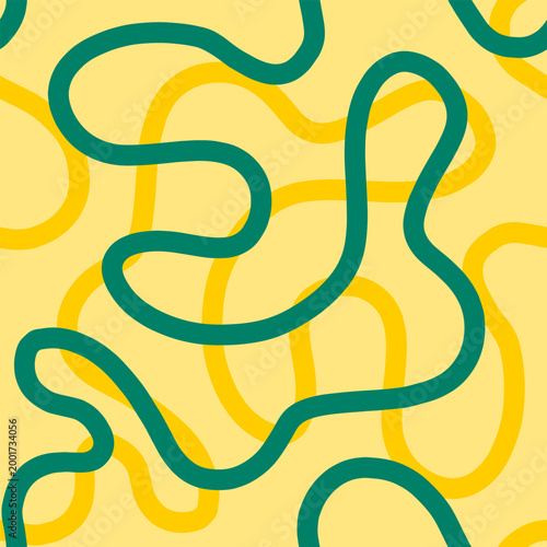 Fun colorful line doodle seamless pattern. Creative minimalist style art background for children or trendy design with basic shapes. vector illustration.