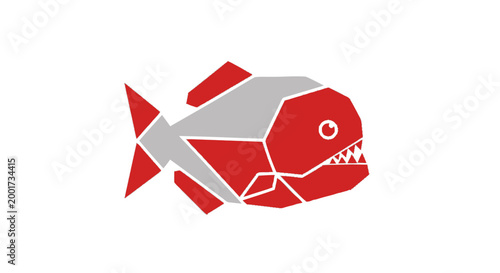 Red Fish Polygon Art Design.
