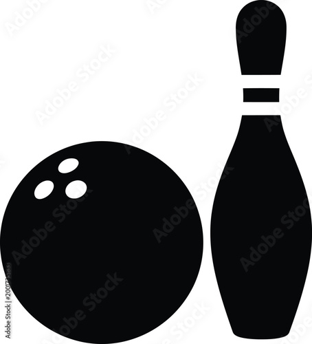 Bowling ball and pin silhouette a classic game representation