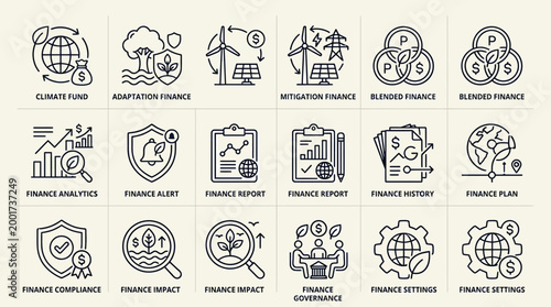 Financial icons for business settings.