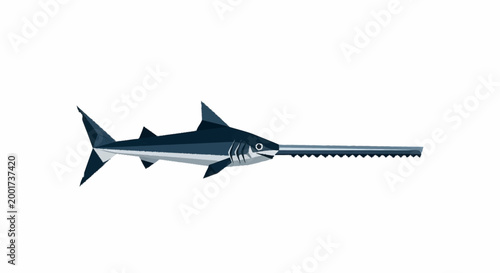 Sawfish Swimming in Ocean Water.