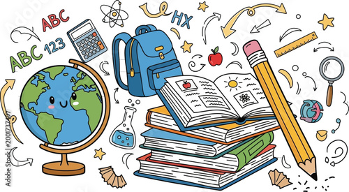 Back to school a colorful collection of educational supplies and symbols