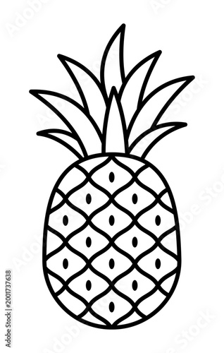 Pineapple outline icon simple tropical fruit illustration fresh summer food symbol minimal line graphic healthy organic ingredient design for menu packaging nutrition concept