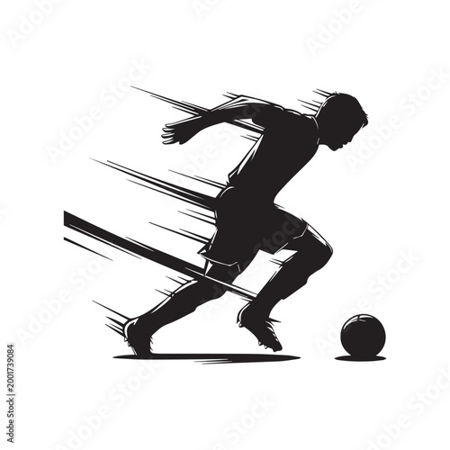 Dynamic Basketball Player Silhouette Dribbling Fast With Motion Blur Effect Speed Graphic.