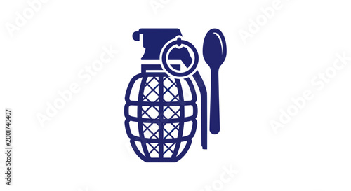 Grenade and Spoon Icon - Food War Concept