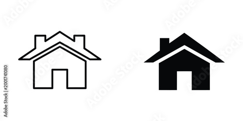 Photography Simple house icons in outline and filled styles