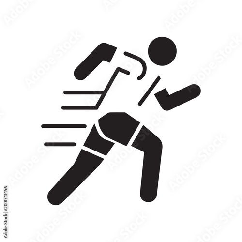 Male Athlete Runner Silhouette Sprints Forward In Action For Track And Field Competition.