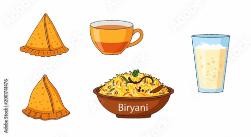 Traditional Indian Food and Drinks.