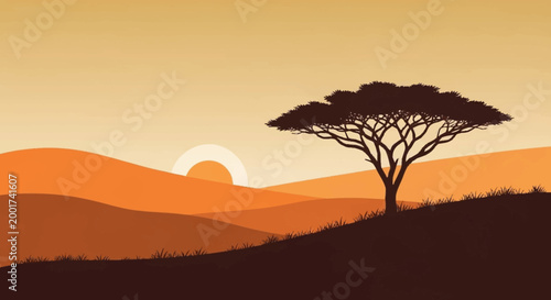 Tree on a hill landscape.