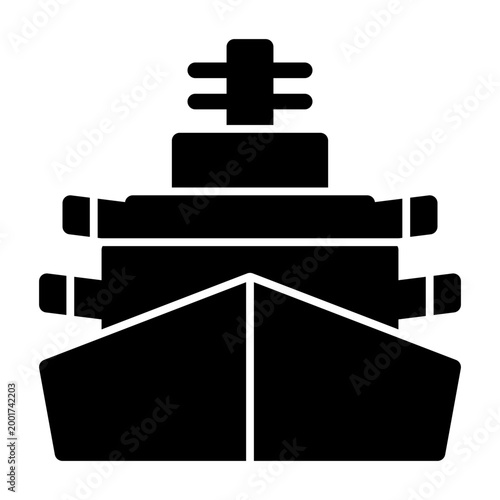 Warship icon illustration. This is a vector single icon with a solid style. It is suitable for various purposes, including website design, mobile app design, and logo design.
