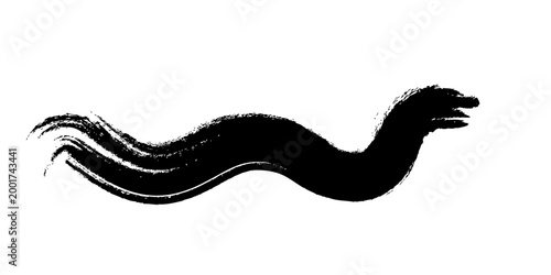 Black silhouette of a camel vector illustration featuring a wild animal design with a nature pattern and snake style sketch art