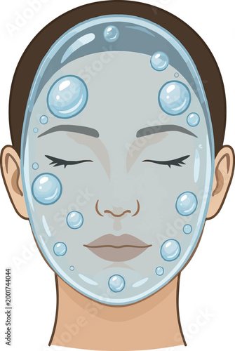 Generate a realistic realistic Hyaluronic acid film covering dry skin to lock in hydration effects vector art with white background..