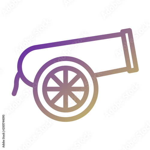 Cannon icon illustration. This is a vector single icon with a line gradient style. It is suitable for various purposes, including website design, mobile app design, and logo design.