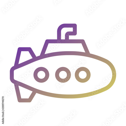 Submarine icon illustration. This is a vector single icon with a line gradient style. It is suitable for various purposes, including website design, mobile app design, and logo design.