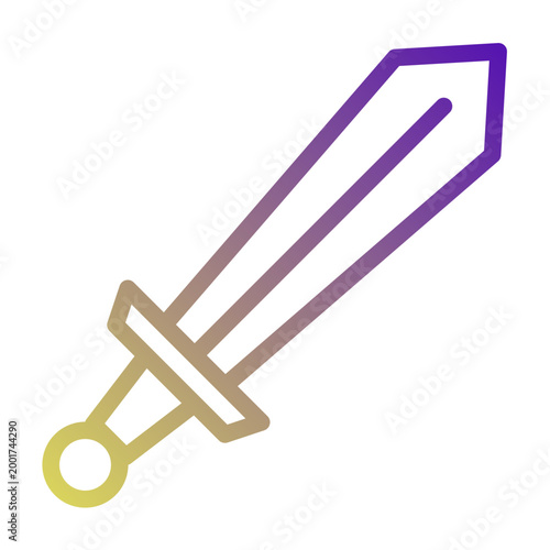 Sword icon illustration. This is a vector single icon with a line gradient style. It is suitable for various purposes, including website design, mobile app design, and logo design.