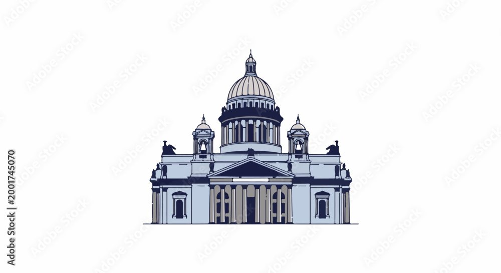 Obraz premium Ornate neoclassical cathedral with large dome and classical columns
