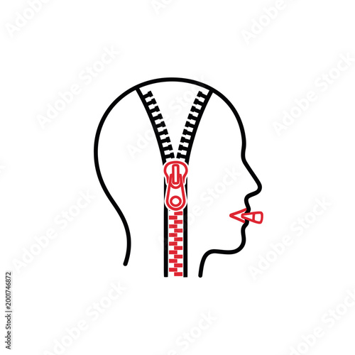 Zippered Mouth Profile Icon - Keep Secret, Silence, Privacy Concept