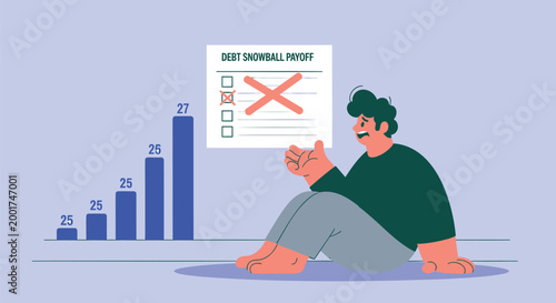 Sad businessman, rejected, bad investment, financial loss, vector illustration