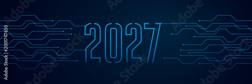 circuit board electronics digital technology banner 2027 vector illustration