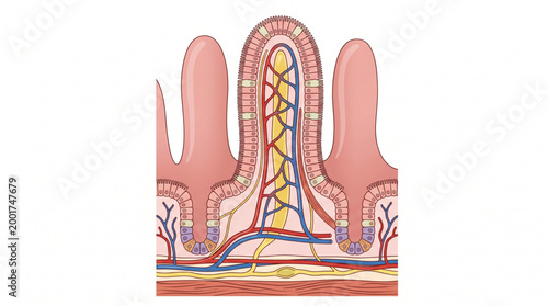 Intestinal Villi Close Up Anatomy Vector