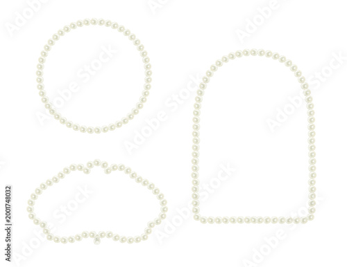 Vector watercolor pearl frame. Set of different geometric borders.