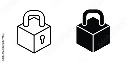 Locked and unlocked box icons with handles