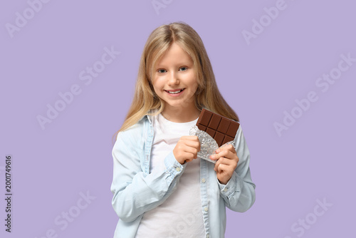 Happy little girl with swee...