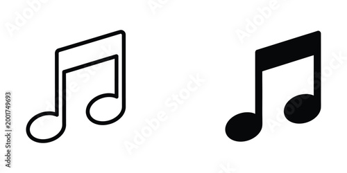 Tableau sur toile Simple black music notes vector icon with two eighth notes