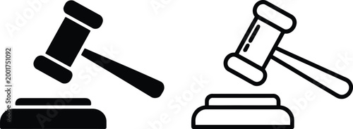 Gavel Icon Vector Judge Hammer Auction Symbol Set