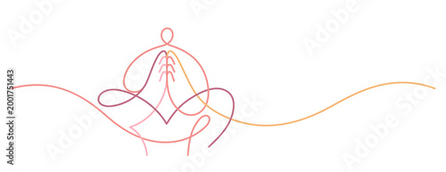yoga garland pose doodle hand drawn single line art minimalism