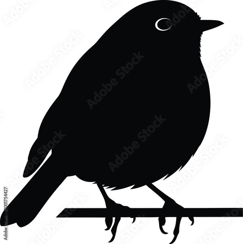 Black silhouette of a small bird perched on a branch