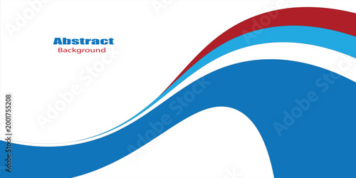 Red Blue Wave Abstract Background with Smooth Curves and Copy Space,