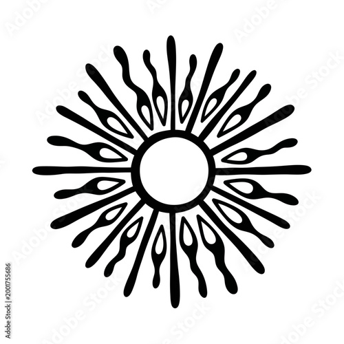 Abstract Sunburst Symbol - Hand Drawn Vector Illustration