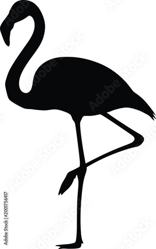 Elegant flamingo silhouette a minimalist black and white bird illustration