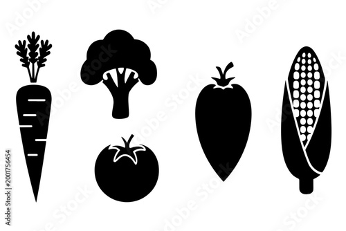 Collection of fresh vegetables icons
