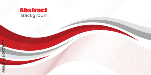 Red Gray Wave Abstract Background with Dynamic Line Curves,