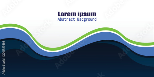 Blue Green Layered Wave Abstract Background with Smooth Curves,