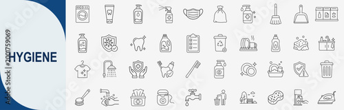 Hygiene and sanitary care icon set, cleaning protection vector illustration