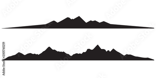 Sharp Mountain Peak Horizon Silhouette Set