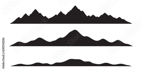 Billede på lærred Sharp Mountain Peak Horizon Silhouette Set