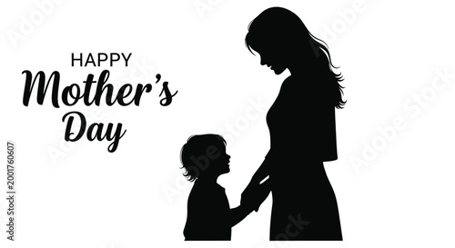 mother and child silhouette on white background high quality professional detailed with mother's day