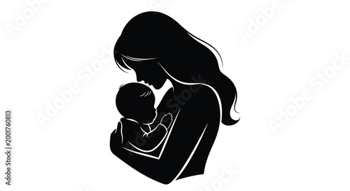 mother holding baby silhouette on white background high quality professional detailed