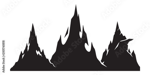 Sharp Mountain Peak Horizon Silhouette Set