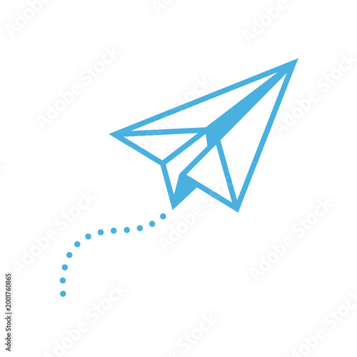 Paper Airplane Flying with Dotted Trail Vector Icon