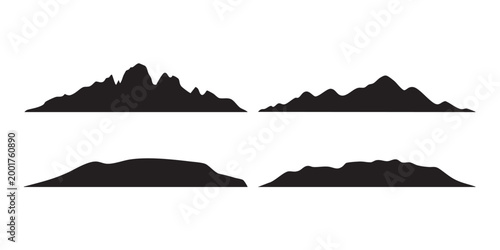 Sharp Mountain Peak Horizon Silhouette Set