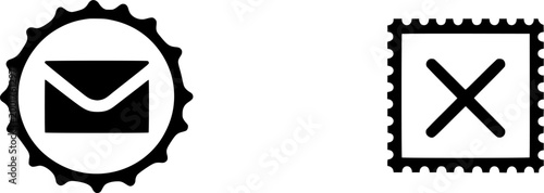 A rare, canceled vintage postage stamp featuring the design of an envelope within a circular border is showcased in a pristine condition against a neutral background