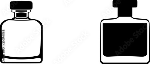 A classic black-and-white illustration of an elegant glass inkwell with a black cap, exuding timeless sophistication in its minimalist design