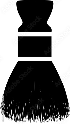 A black-handled shaving brush with fine, dense bristles is meticulously crafted from high-quality badger hair, designed for precision and effectiveness in maintaining a clean shave