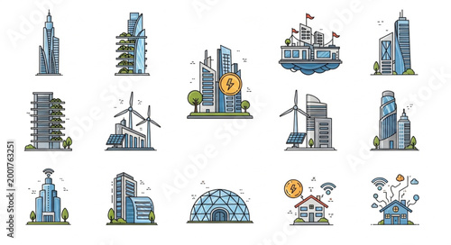 Collection of modern buildings and architectural designs.